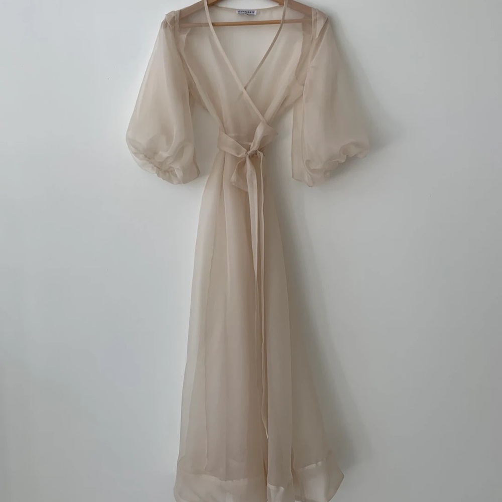 KAM PERETT LORETTA SILK ORGANZA MIDI DRESS | IVORY WEDDING ELOPEMENT